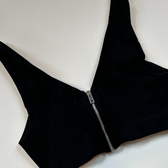 Zara Black Bralette Crop Top - Black Crop top with Zipper - Picture 3 of 8